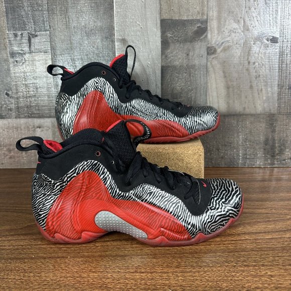 Nike Air Flightposite Exposed Zebra Size 8.5 616765-001 Red Black Silver OG Foam - Picture 3 of 6